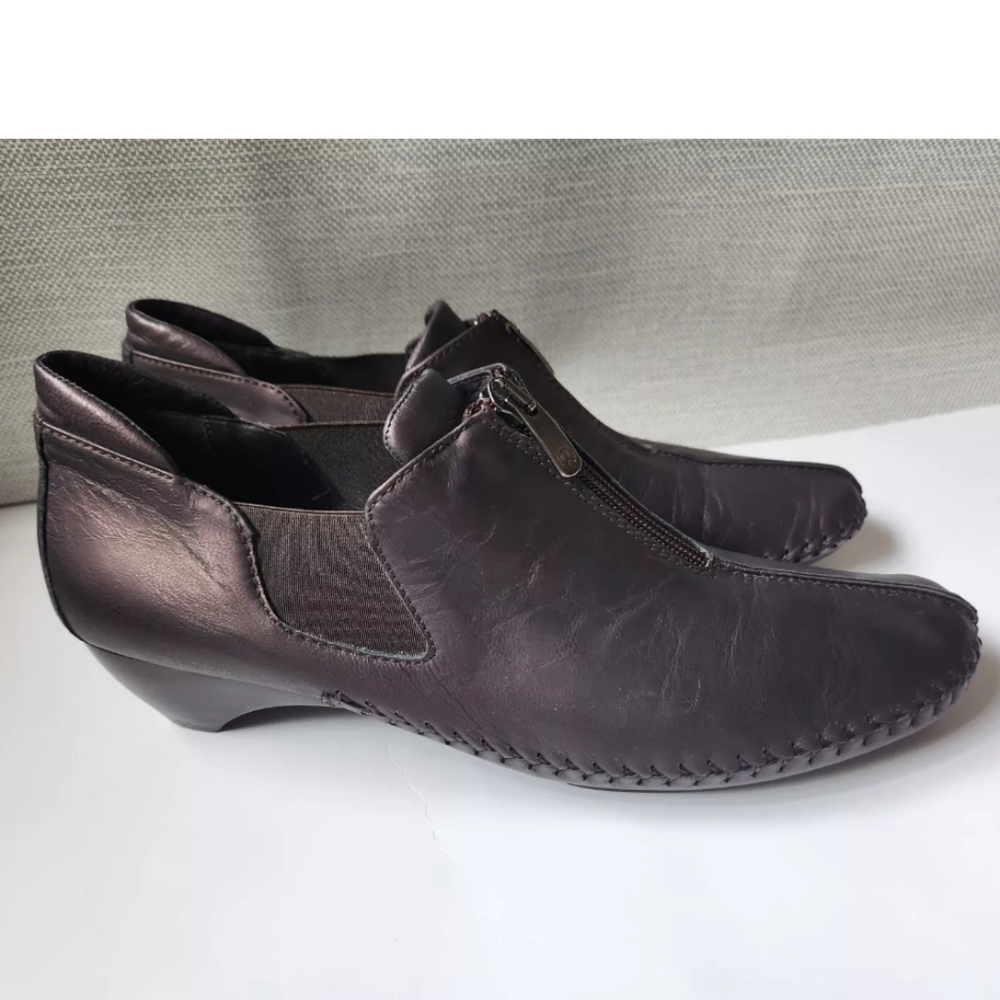 Donald J Pliner Petta 10 M Leather Bronze Loafer Heeled Moccasin